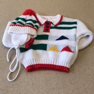 New-colorful toddler matching hat and sweater set